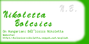 nikoletta bolcsics business card